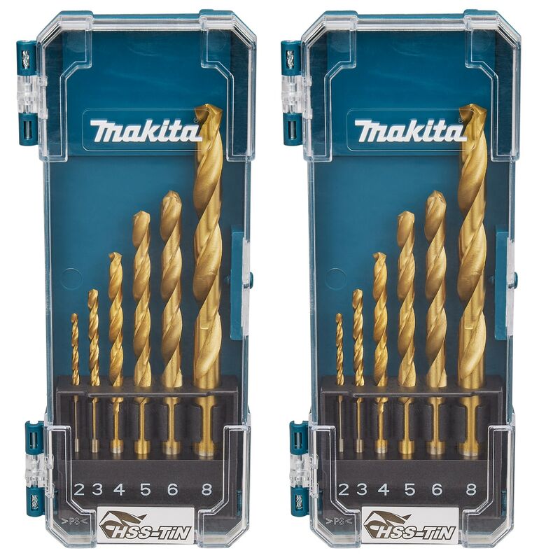 Makita D-72833 6 Piece HSS TiN Metal Steel Drill Bit Set 2 3 4 5 6 8mm Bits x 2