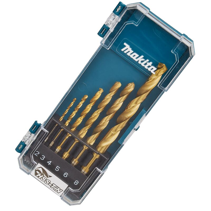 D-72833 6 Piece hss TiN Metal Steel Drill Bit Set 2 3 4 5 6 and 8mm Bits - Makita