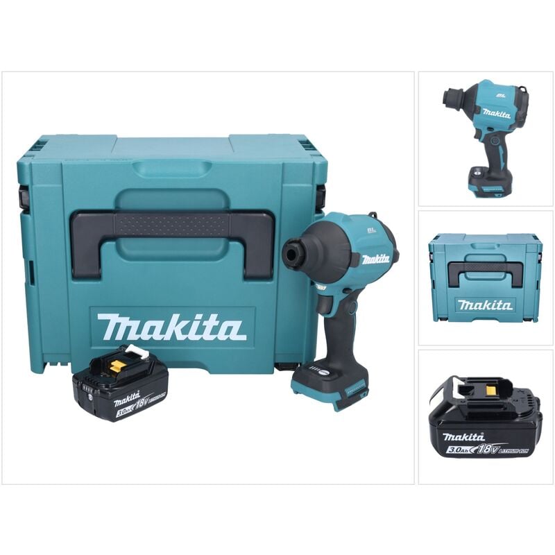 Makita DAS180F1J Souffleur à poussière sans fil 18V Brushless + 1x Batterie 3,0Ah + Coffret Makpac - sans chargeur