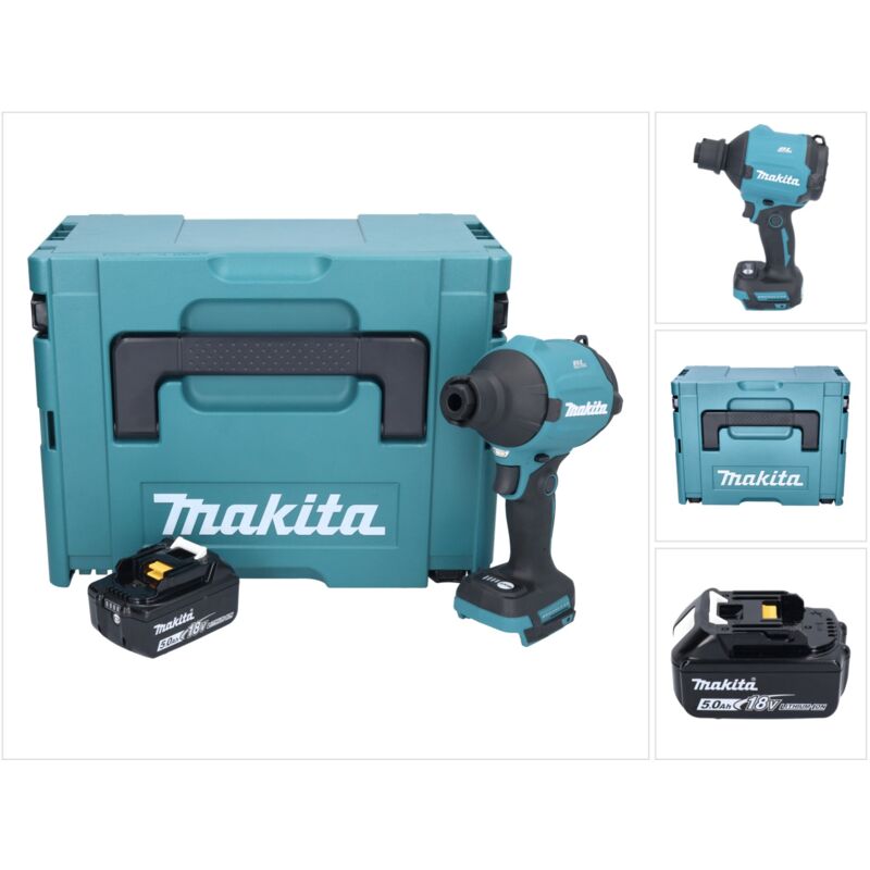 DAS180T1J Souffleur à poussière sans fil 18V Brushless + 1x Batterie 5,0Ah + Coffret Makpac - sans chargeur - Makita
