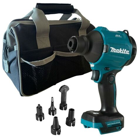 Makita DAS180Z 18v Brushless Dust Blower Inflator Deflator LXT + 5 Nozzles + Bag