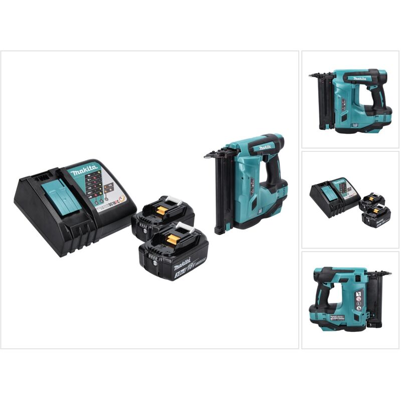 Dbn 500 rf Cloueuse sans fil , 15-50 mm, 18 v + 2x Batteries 3,0 Ah + Chargeur - Makita