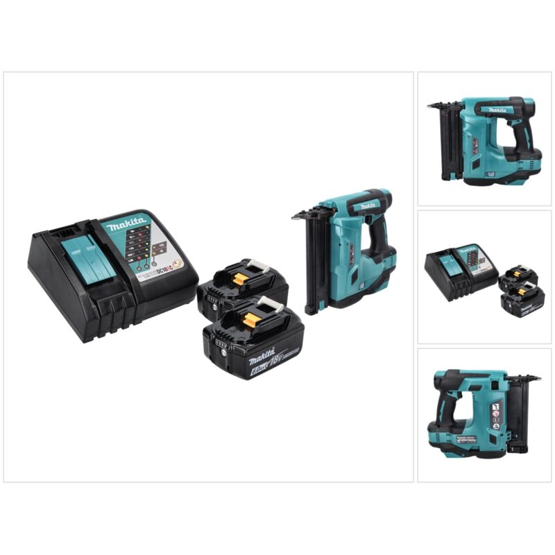 Dbn 500 rg Cloueuse sans fil, 15-50 mm, 18 v + 2x Batteries 6,0 Ah + Chargeur - Makita