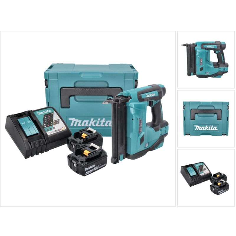 Dbn 500 rmj chiodatrice a batteria 18 v - 15 - 50 mm + 2x batteria 4,0 Ah + caricatore + Makpac - Makita