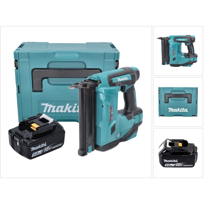 Makita - dbn 500 T1J Chiodatrice a batteria 18 v / 15-50 mm / 90° in valigetta Makpac + 1x Batteria 5,0 Ah - senza caricabatterie