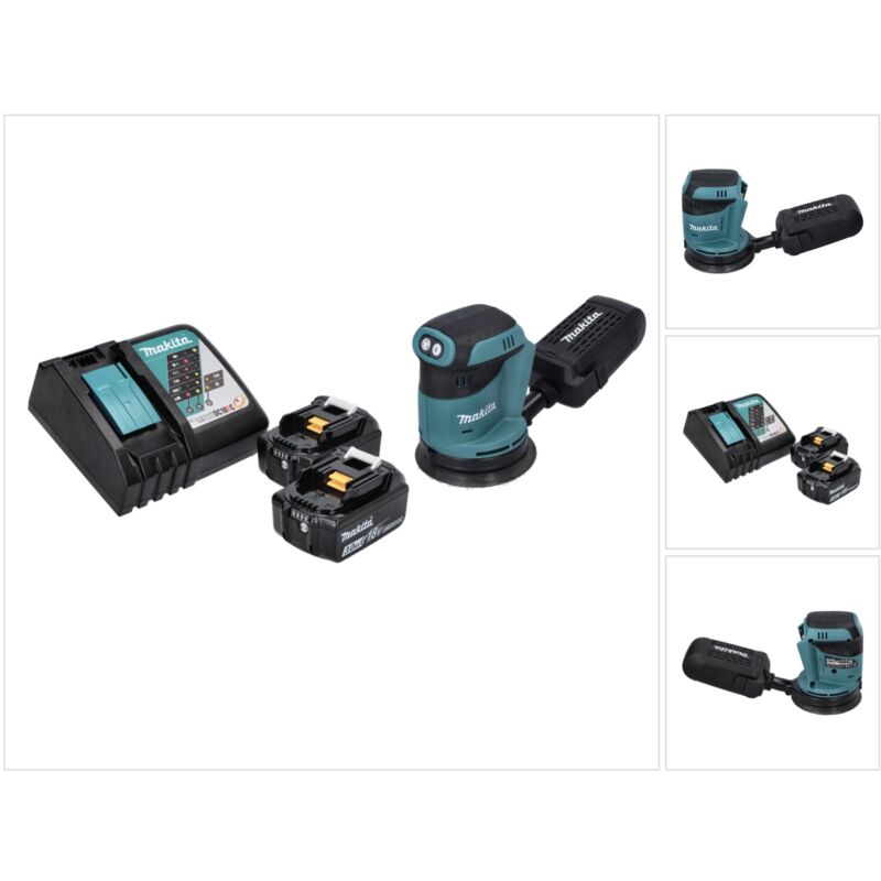 Dbo 180 rf 18 v - Levigatrice eccentrica a batteria da 125 mm + 2 batterie da 3,0 Ah + caricabatterie - Makita