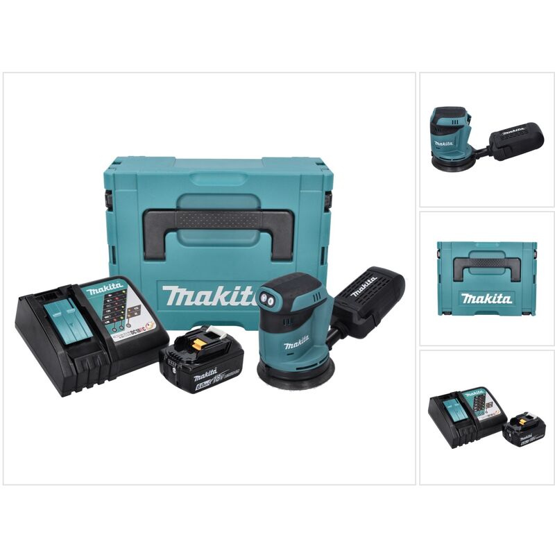 Dbo 180 RG1J Levigatrice orbitale a batteria 18 v - 125 mm + 1x Batteria 6,0 Ah + Caricabatterie + Makpac - Makita