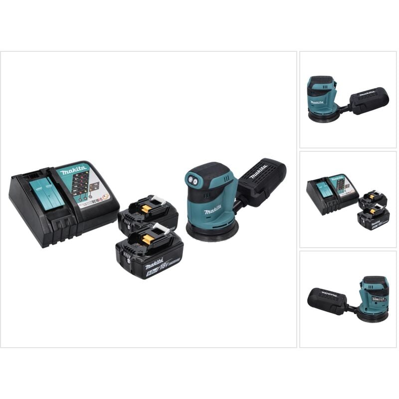 Dbo 180 rt Ponceuse excentrique sans fil 18 v - 125 mm + 2x Batteries 5,0 Ah + Chargeur - Makita