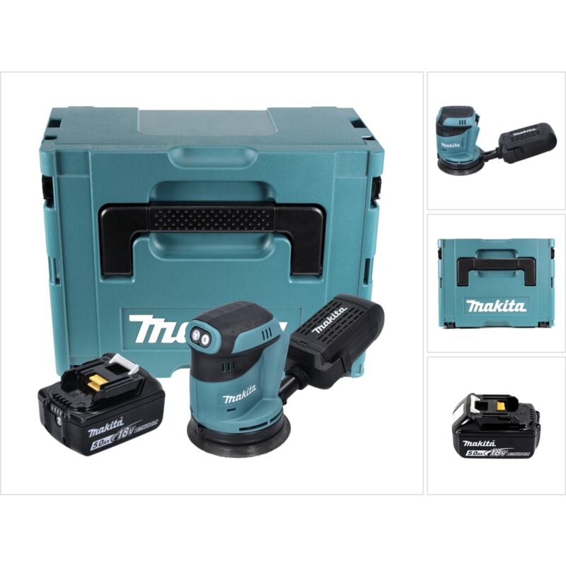 Dbo 180 T1J Ponceuse excentrique sans fil 18 v 125 mm + 1x Batterie 5,0 Ah + Makpac - sans chargeur - Makita