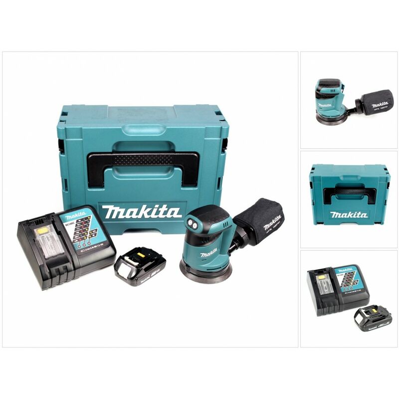 Dbo 180 Y1J-P Ponceuse excentrique sans fil, 18V + 1x Batterie 2,0Ah + Chargeur + Makpac - Makita