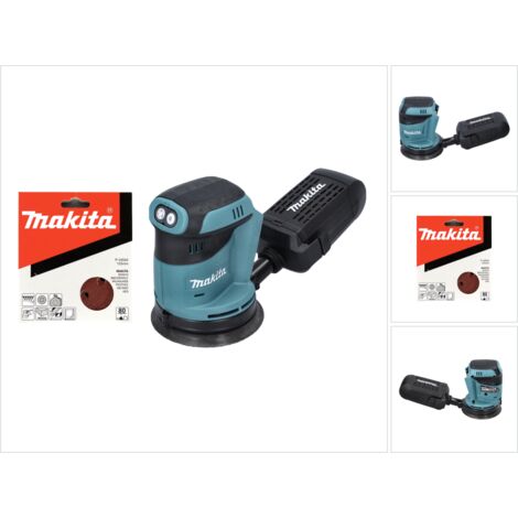 Makita DBO 180 Z Lijadora rotorbital a batería 18V / 125 mm + 10x Disco de lija con velcro 125 mm - Sin batería, sin cargador, sin maletín incluidos