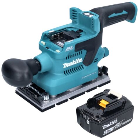 Makita DBO 380 G1 Akku Schwingschleifer 18 V 93 x 185 mm Brushless + 1x Akku 6,0 Ah - ohne Ladegerät