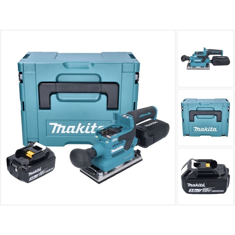 Image of Dbo 382 F1J Akku Schwingschleifer 18 v 93 x 185 mm Brushless + 1x Akku 3,0 Ah + Makpac - ohne Ladegerät - Makita