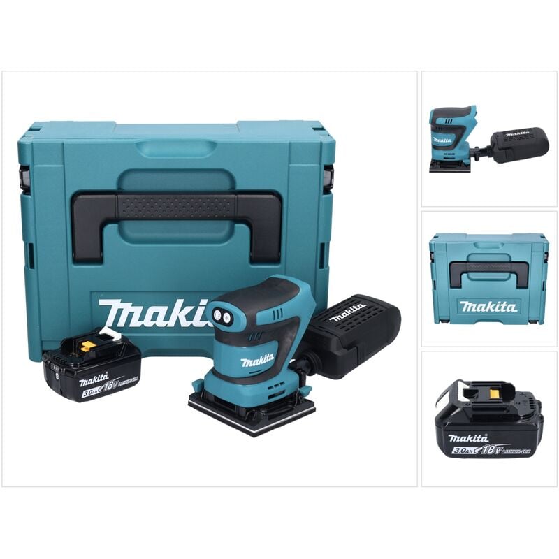 Dbo 480 F1J Ponceuse vibrante sans fil 18 v 112 x 102mm + 1x Batterie 3.0 Ah + Coffret - sans chargeur - Makita