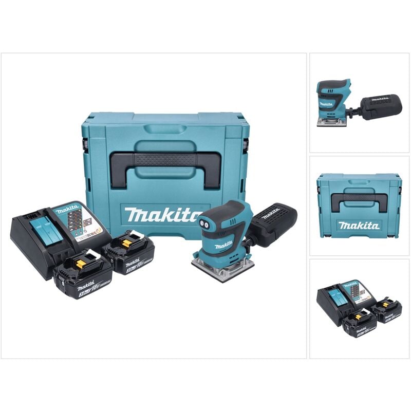 Makita - dbo 484 rfj ponceuse orbitale sans fil 18 v 112 x 102 mm + 2x batterie 3,0 Ah + chargeur + Makpac