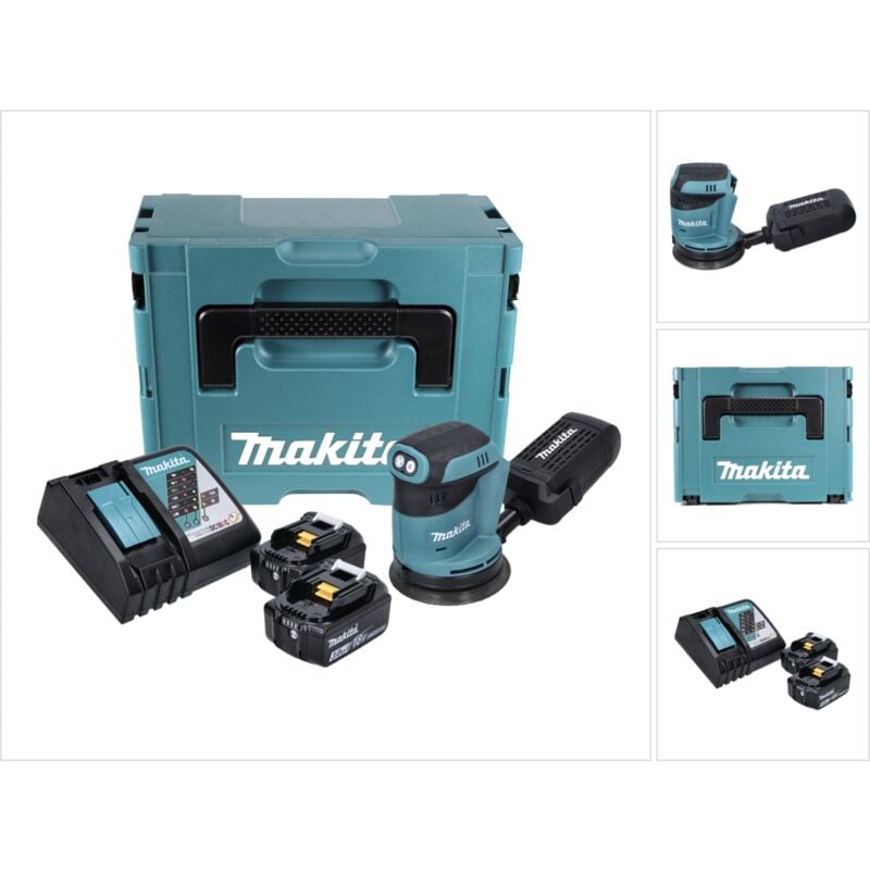 DBO180RFJ Ponceuse excentrique sans fil 125mm 18V + 2x Batteries 3,0Ah + Chargeur + Coffret Makpac - Makita