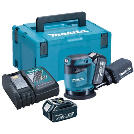 Makita DBO180RTJ Ponceuse excentrique à batteries 18V Li-Ion set (2x batterie 5,0Ah) dans MAKPAC - 125mm