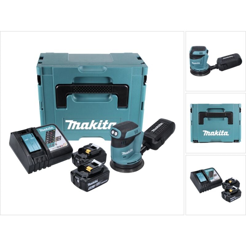 DBO180RTJ Ponceuse excentrique sans fil 125mm 18V + 2x Batteries 5,0Ah + Chargeur + Coffret Makpac - Makita