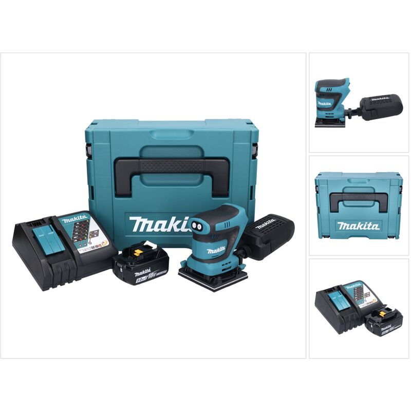 Makita DBO480RT1J Ponceuse vibrante sans fil 112 x 102mm 18V+ 1x Batterie 5,0Ah + Chargeur + Coffret
