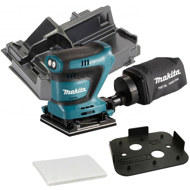 Makita DBO481Z 18v LXT 114mm 1/4 Sheet Finishing Cordless Palm Sander + Inlay