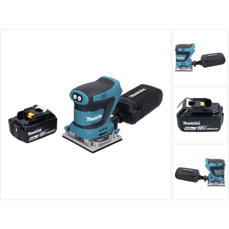 Levigatrice oscillante a batteria Makita DBO 482 G1 18 V 112 x 102 mm + 1x batteria da 6,0 Ah - senza caricabatterie