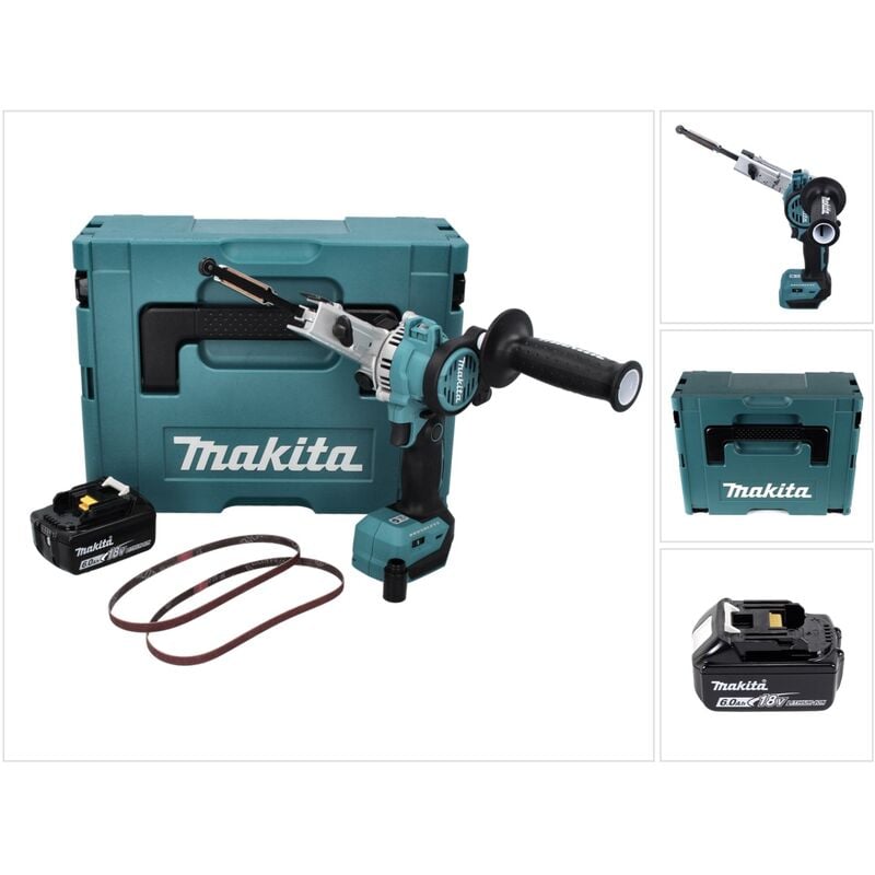 Dbs 180 G1J Lime à bande sans fil 18 v 9 x 533 mm Brushless + 1x batterie 6,0 Ah + Makpac - sans chargeur - Makita