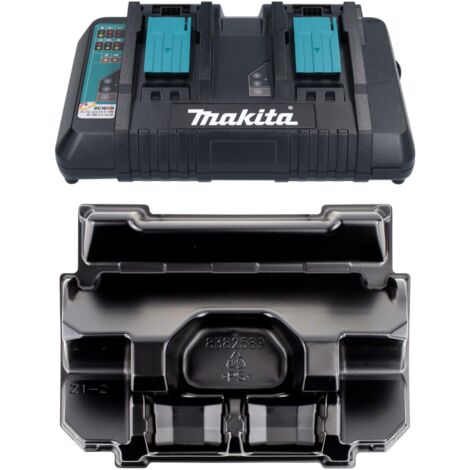 Makita DC 18 RD ZE Ladegerät 7.2V - 18V für 2 Li-Ion Akkus - 2-fach Ladegerät mit Einlage