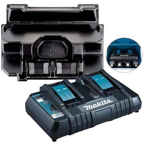 Makita DC18RD 240v 18v Dual Port Fast Battery Charger + Makpac 3 Case Inlay