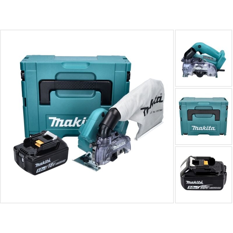 Dcc 500 T1J Scie circulaire diamant sans fil 18 v, 125 mm, Brushless + 1x Batterie 5,0 Ah + Makpac - sans chargeur - Makita