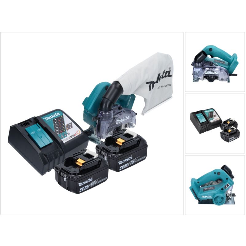 Makita - DCC500RM Sega circolare a batteria 125 mm senza spazzole 18V + 2 batterie da 4,0Ah + caricabatterie