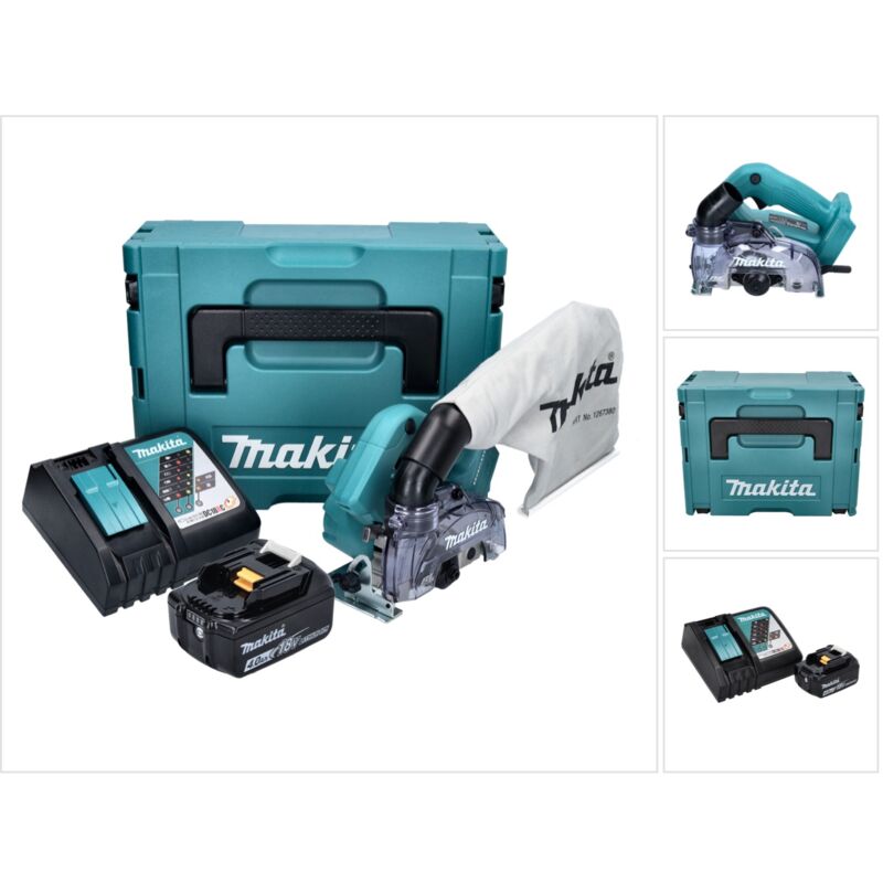 Makita - DCC500RM1J Sega circolare a batteria 125mm Brushless 18V + 1x batteria 4.0Ah + caricabatterie + valigetta Makpac