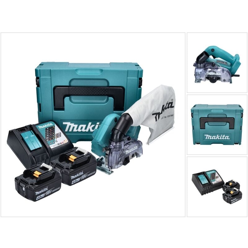 DCC500RMJ Scie circulaire sans fil 125mm Brushless 18V + 2x Batteries 4,0Ah + Chargeur + Coffret Makpac - Makita