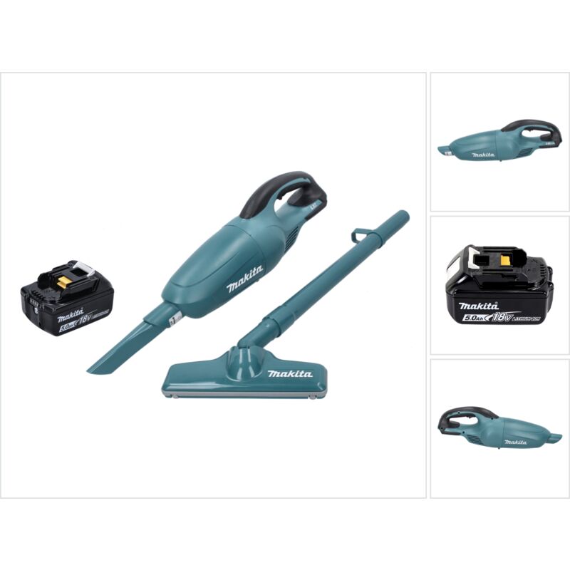 Aspiratore a batteria Makita DCL 180 T1 18 V verde + 1x batteria 5,0 Ah - senza caricabatterie