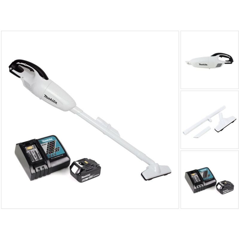 Aspiratore a batteria Makita dcl 180 RG1 w 18 v bianco + 1x batteria ricaricabile 6,0 Ah + caricabatterie
