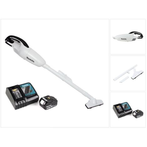 Makita DCL 180 RT1 W Aspirateur à batterie 18 V blanc + 1x batterie 5,0 Ah + chargeur