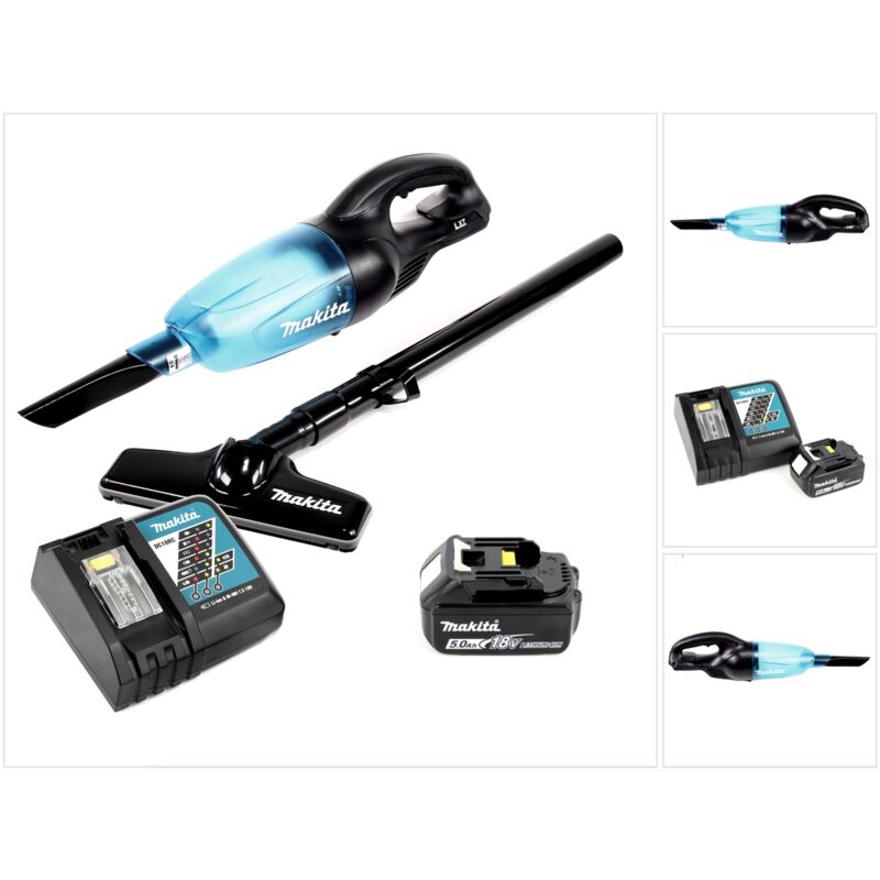 

Makita DCL 180 RT1B Aspirador a batería 18V color negro + 1x Batería BL 1850 5,0 Ah + Cargador DC 18 RC