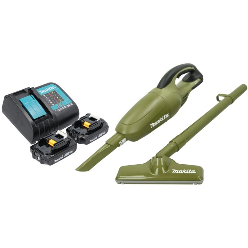 Dcl 180 SA2O Aspirateur à batterie 18 v 0,65 l Olive Outdoor Adventure Serie + 2x batterie 2,0 Ah + chargeur - Makita
