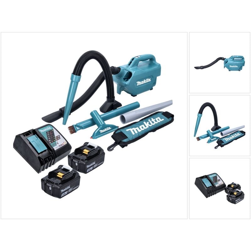 Makita DCL 184 RF Aspirateur sans fil 18 V - 54 mbar - 0,5 l + 2x Batteries 3,0 Ah + Chargeur