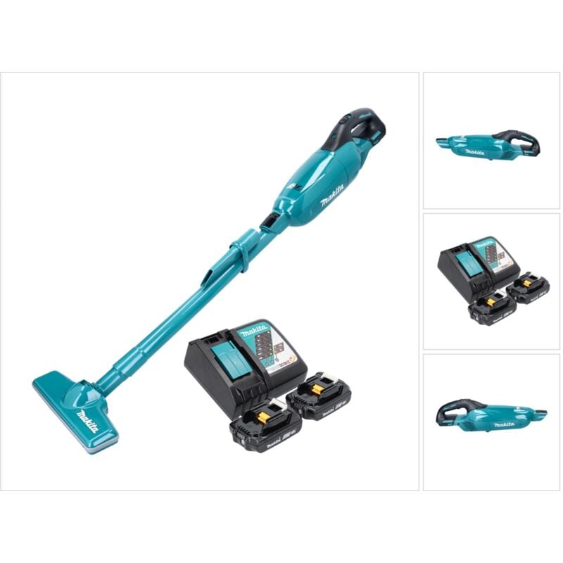 Dcl 280 fra Aspirateur sans fil 18 v, Brushless + 2x Batteries 2,0 Ah + Chargeur - Makita