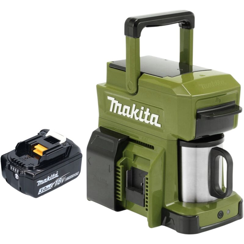 Dcm 501 fo Cafetière sans fil 12 v maxi / 18 v olive + 1x batterie 3,0 Ah - sans chargeur - Makita