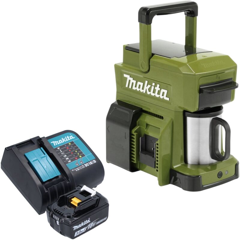 Makita DCM 501 SFO Cafetière sans fil 12 V maxi / 18 V Olive - Outdoor Adventure Edition + 1x batterie 3,0 Ah + chargeur