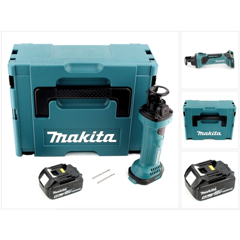 Makita - dco 180 T1J Rifilatore per cartongesso a batteria 18 v in valigetta Makpac + 1x Batteria 5,0 Ah - senza Caricabatterie