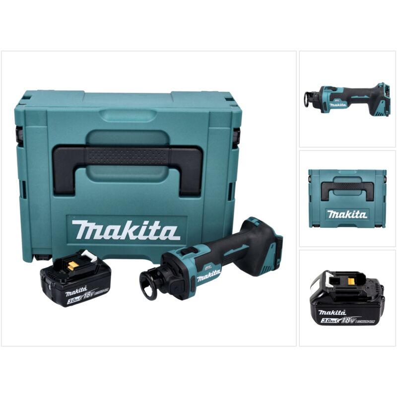 Makita - dco 181 F1J Affleureuse plaque de plâtre sans fil 32000 tr/min Brushless 18V + 1x Batterie 3,0 Ah + Coffret Makpac - sans chargeur