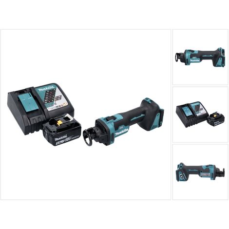 Makita DCO 181 RT1 Affleureuse plaque de plâtre sans fil 32000 tr/min Brushless 18V + 1x Batterie 5,0 Ah + Chargeur