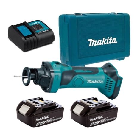 Makita DCO180RTJ Affleureuse plaque de plâtre 18V Li-Ion Ø 6,35 mm LXT + 2 x 5.0Ah Batterie + chargeur en coffret