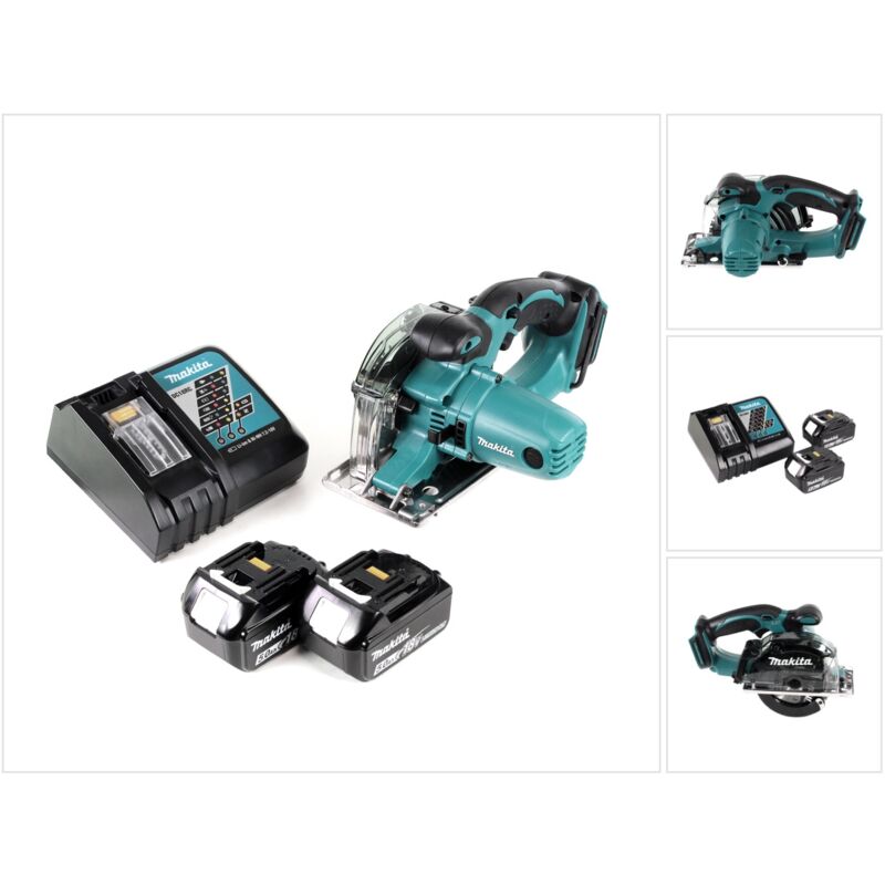 Makita DCS 552 RT Sega circolare per metallo a batteria 18V 136 mm in valigetta Makpac + 2x Batterie 5,0 Ah + Caricabatterie + Lama per sega +