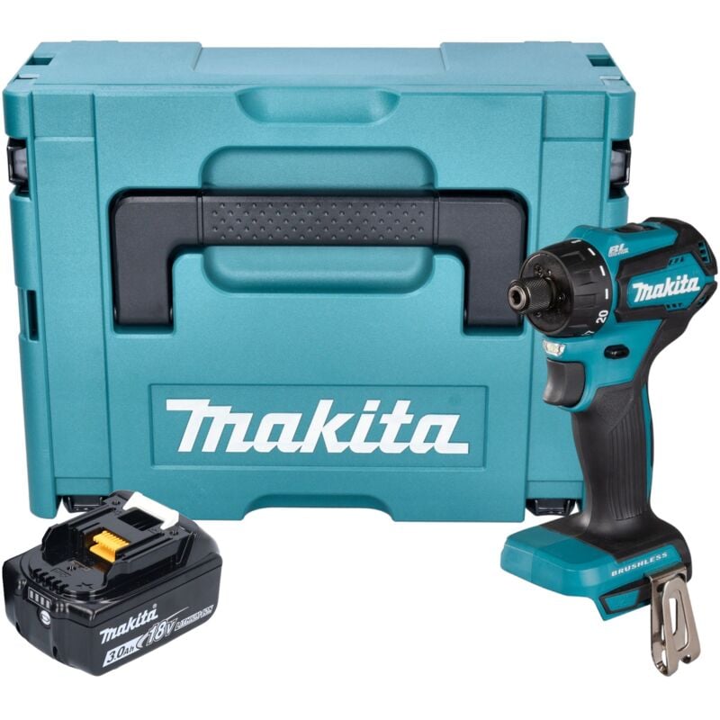 Ddf 083 F1J Perceuse-visseuse sans fil 18 v 40 Nm 1/4'' Brushless + 1x batterie 3,0 Ah + Makpac - sans chargeur - Makita