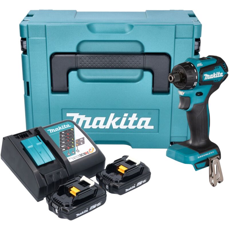 Ddf 083 raj Perceuse-visseuse sans fil 18 v 40 Nm 1/4'' Brushless + 2x batterie 2,0 Ah + chargeur + Makpac - Makita