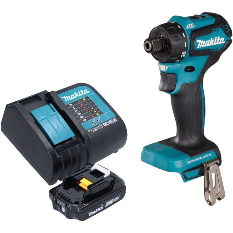 Ddf 083 SA1 Perceuse-visseuse sans fil 18 v 40 Nm 1/4'' Brushless + 1x batterie 2,0 Ah + chargeur - Makita