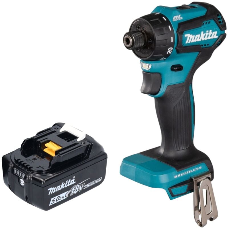 Makita DDF 083 T1 Perceuse-visseuse sans fil 18 V 40 Nm 1/4'' Brushless + 1x batterie 5,0 Ah - sans chargeur